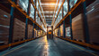 © Chlorophylle - Vue dynamique et conceptuelle de l'intérieur d'un entrepot logistique ou d'une plateforme de stockage