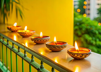 Wall Mural - burning candles in a church