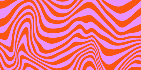 Aufkleber - Cool Y2k Wavy Vector Pattern. Trendy Groovy Abstract Curvy Striped Background. Geometric Linear Optical Illusion Art. Psychedelic Illustration.