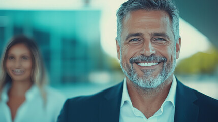 Wall Mural - Smiling businessman in a suit.