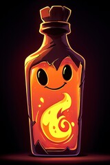 Wall Mural - Cartoon Bottle of Magic Potion with Fire