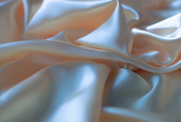 Wall Mural - Beautiful silk fabric with waves in peach trendy color