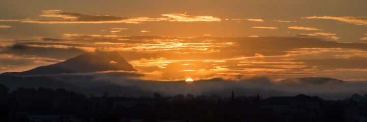 Sainte Victoire mountain in the light of a summer morning