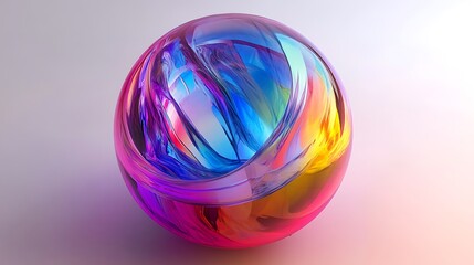 Sticker - A colorful, abstract sphere with swirling patterns and gradients, showcasing vibrant hues and smooth textures.