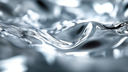 Poster - Abstract close-up of shiny, smooth metallic surface with soft waves and reflections, creating an elegant and futuristic aesthetic.