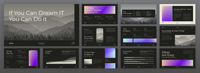 Wall Mural - creative powerpoint presentation template set. modern keynote presentation background, brochure cove