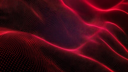 Wall Mural - Abstract red and black wave pattern with dotted texture, creating a dynamic visual effect.