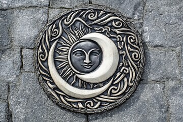 Wall Mural - a sun and moon symbol intertwined in a beautiful, intricate design