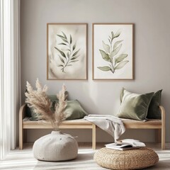 Wall Mural - Minimal Botanical Watercolor Frame