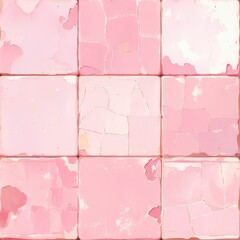 Canvas Print - Pink tiled wall texture