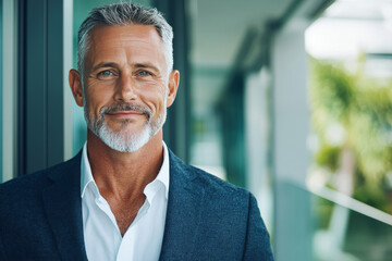 Canvas Print - Smiling mature man in business suit.