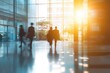 © Dzikrul Husnani - Blurred image of business people in the lobby of a modern office building , ai