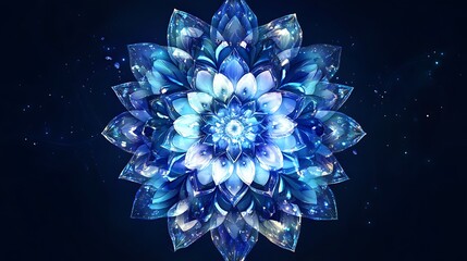 Wall Mural - A vibrant, intricate mandala design featuring shades of blue and shimmering details.