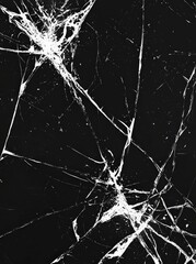 Canvas Print - Cracked glass on a black background.