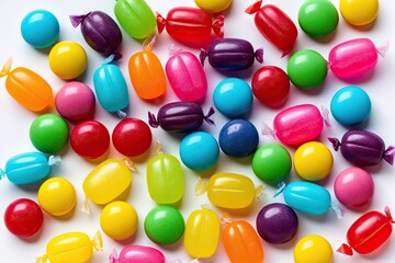 Colorful Candy Collection Isolated on Clean White Background