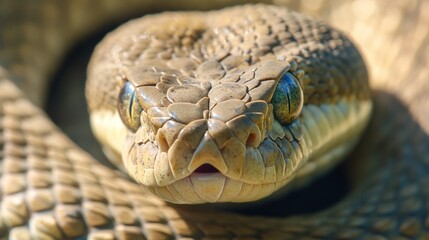 Wall Mural - rattlesnake closeup ready to strike with dangerous fangs in aggressive nature setting capturing pred