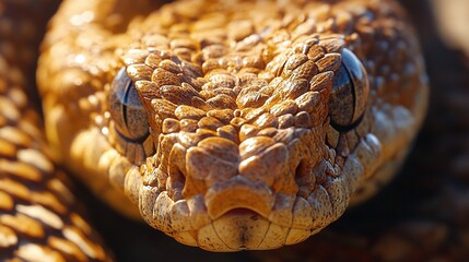 Wall Mural - venomous rattlesnake coiled and ready to strike showing dangerous fangs in a closeup nature wildlife