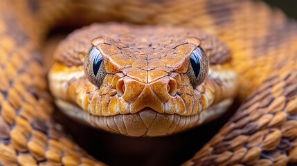 Wall Mural - rattlesnake closeup ready to strike with venomous fangs and aggressive predator stance captured in n
