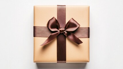 Sticker - A beautifully wrapped gift box with a dark ribbon, symbolizing celebration and generosity.