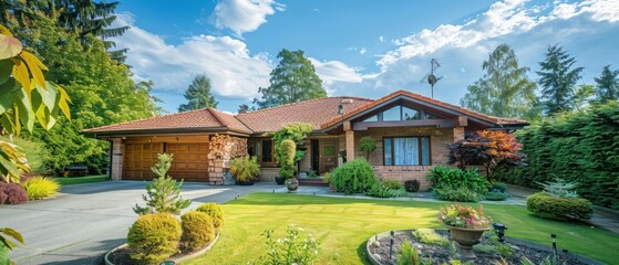 Wall Mural - suburban house on a beautiful sunny day