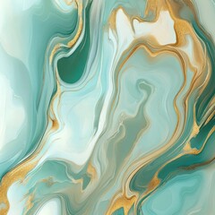 Sticker - Abstract fluid art featuring turquoise and gold swirls, evoking a sense of calm and elegance.