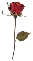 PNG Dried red rose on parchment