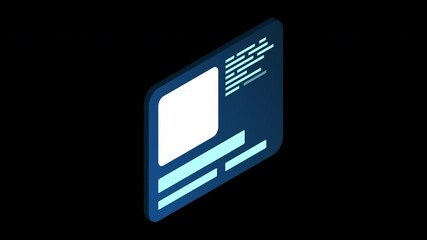 Poster - Isometric coding screen animation. Coding programming technology. Programming concept. Technology animation. Transparent background with alpha channel