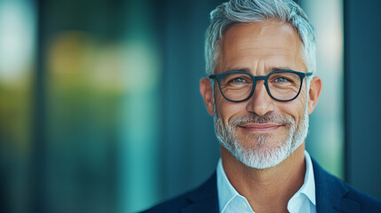 Smiling businessman in glasses