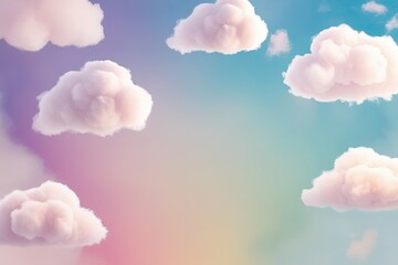 Wall Mural - Pastel Gradient Backdrop with Fluffy Clouds and Dreamy Atmosphere