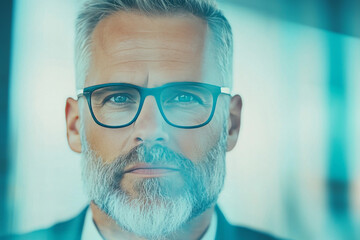 Wall Mural - Close-up portrait of a businessman with glasses and a beard.