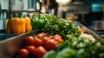 Poster - A vibrant display of fresh vegetables in a kitchen setting, ready for meal preparation.