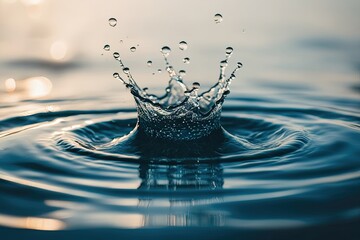 Tranquil Water Splash Against a Blurred Soft Background