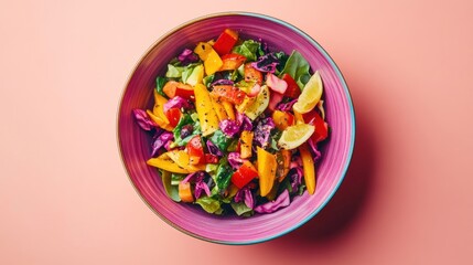 Wall Mural - A vibrant salad bowl featuring fresh vegetables and garnishes.