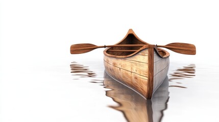 Sticker - A wooden boat with oars floating on calm water, symbolizing leisure and tranquility.