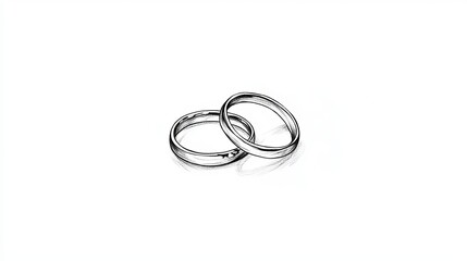 A simple drawing of two wedding rings, one for the engagement and one for the wedding, outlined in black against a white background. 