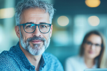 Canvas Print - A mature man with a gray beard smiles at the camera.