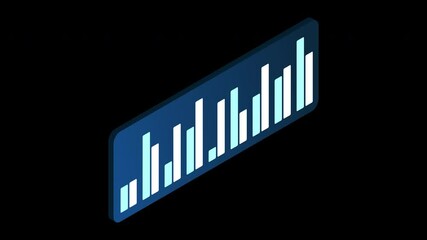 Poster - Digital bar chart with growing business concept. Animation futuristic graph. Digital bar chart. 4K video animated in isometric style. Transparent background with alpha channel