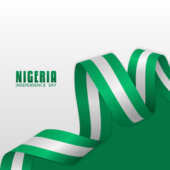 Wall Mural - Waving flag with Nigerian flag color. suitable for Nigerian independence Day background