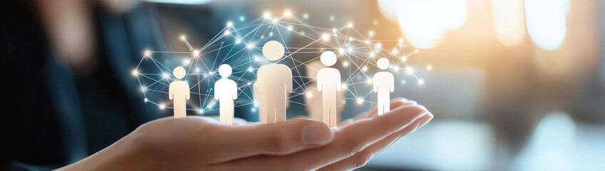 Pair hands holding small group people connected by business advocating for gender