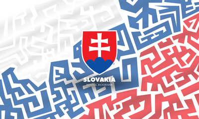 Slovakia independence day design with slovakia emblem on white blue and red ethnic background