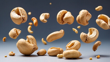 Falling Cashew Nuts Isolated