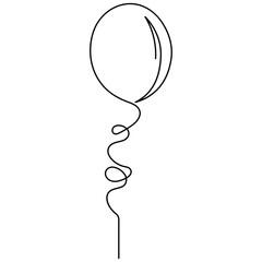 Wall Mural - Balloon single line art, continuous one line drawing of  Isolated outline vector icon 