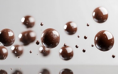 Glistering Chocolate Spheres Rolling on Glass Surface - 3D Rendering with Stunning Reflections