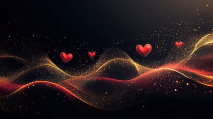 Poster - Bright gray background featuring the electromagnetic spectrum with heart-shaped symbols in red and gold gradients