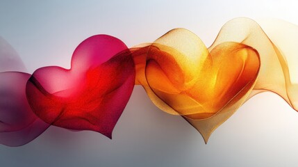 Poster - Abstract electromagnetic spectrum illustration with heart-shaped elements and red