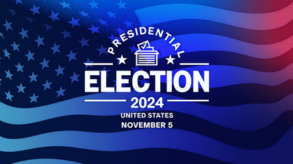 Wall Mural - 2024 United States of America Presidential Election banner. Election banner Vote 2024 with Patriotic Stars. November 5. Generative AI	