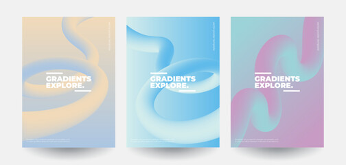Fototapete - Abstract gradient poster background vector set. Ideal design for social media, cover, banner, flyer.