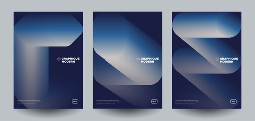 Poster - Abstract geometric gradient posters set. Vector illustration.