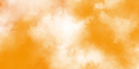 abstract  orange Grungy ink effect bright yellow and orange color shades watercolor background. watercolor background concept for banner,  Multicolored splashed watercolor background with stains.	
