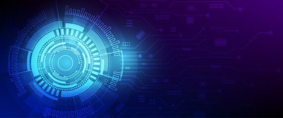 Aufkleber - Technology connection digital data and big data concept. Blue Future Background. Abstract technological background with various technological elements. Structure pattern technology backdrop. Vector	